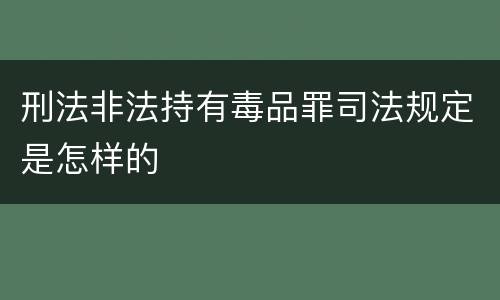 刑法非法持有毒品罪司法规定是怎样的