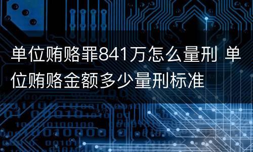 单位贿赂罪841万怎么量刑 单位贿赂金额多少量刑标准