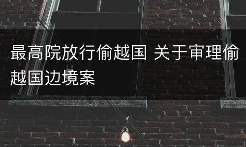 最高院放行偷越国 关于审理偷越国边境案