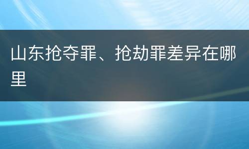 山东抢夺罪、抢劫罪差异在哪里