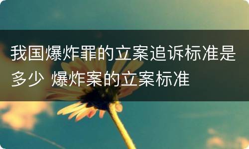 我国爆炸罪的立案追诉标准是多少 爆炸案的立案标准