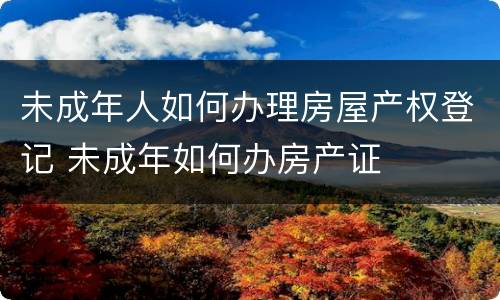 未成年人如何办理房屋产权登记 未成年如何办房产证