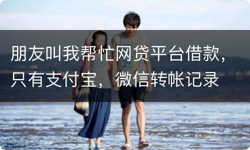 朋友叫我帮忙网贷平台借款，只有支付宝，微信转帐记录