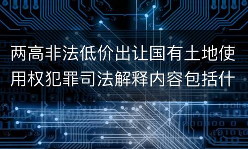 两高非法低价出让国有土地使用权犯罪司法解释内容包括什么