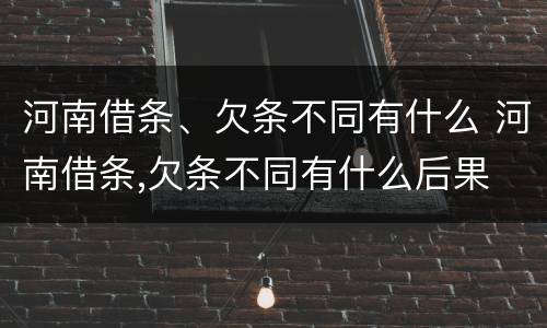 河南借条、欠条不同有什么 河南借条,欠条不同有什么后果