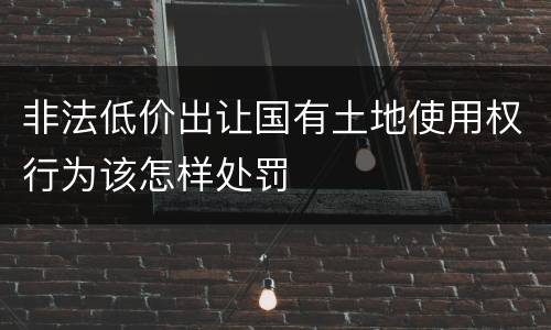 非法低价出让国有土地使用权行为该怎样处罚