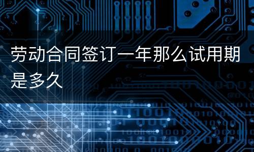 劳动合同签订一年那么试用期是多久