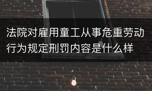 法院对雇用童工从事危重劳动行为规定刑罚内容是什么样