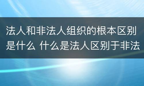 法人和非法人组织的根本区别是什么 什么是法人区别于非法人组织的根本之处