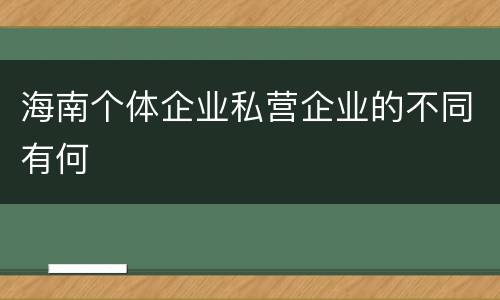 海南个体企业私营企业的不同有何