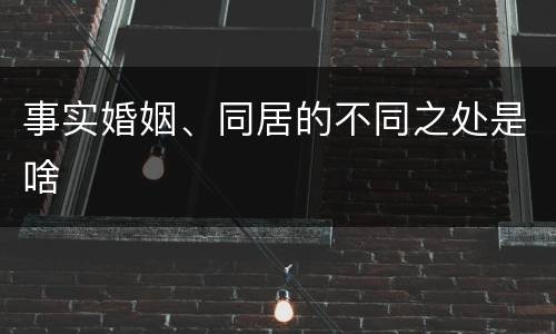 事实婚姻、同居的不同之处是啥
