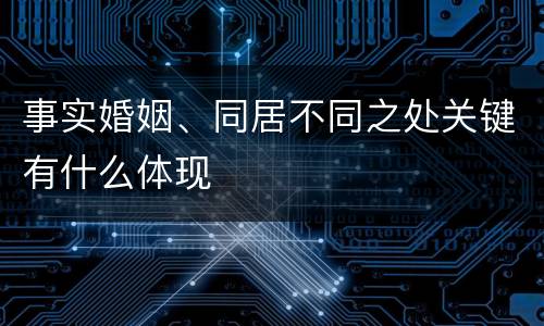 事实婚姻、同居不同之处关键有什么体现