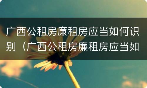 广西公租房廉租房应当如何识别（广西公租房廉租房应当如何识别真假）