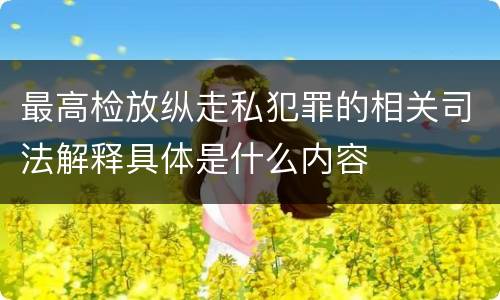 最高检放纵走私犯罪的相关司法解释具体是什么内容