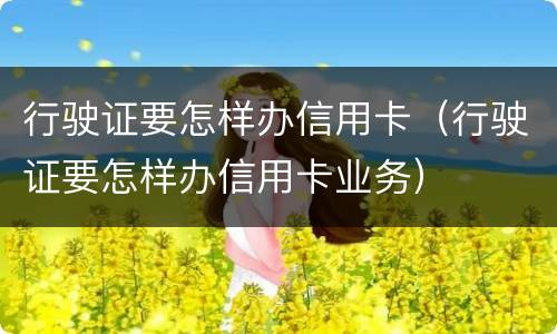 行驶证要怎样办信用卡（行驶证要怎样办信用卡业务）