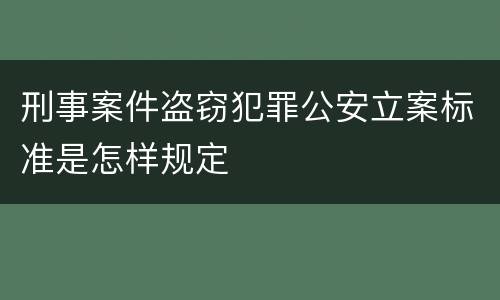 刑事案件盗窃犯罪公安立案标准是怎样规定