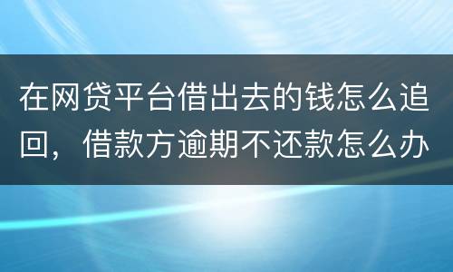 在网贷平台借出去的钱怎么追回，借款方逾期不还款怎么办