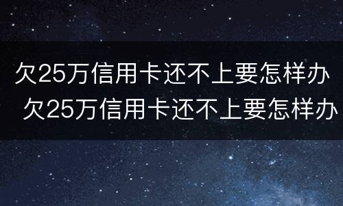 欠25万信用卡还不上要怎样办 欠25万信用卡还不上要怎样办呢