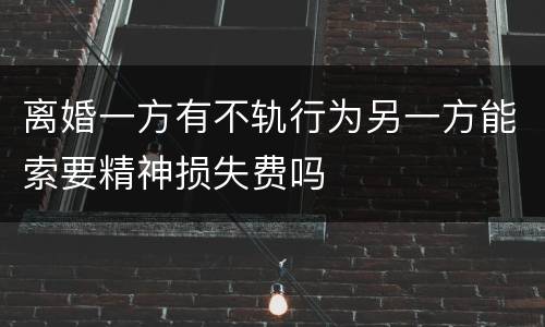 离婚一方有不轨行为另一方能索要精神损失费吗