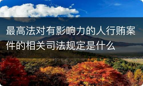 最高法对有影响力的人行贿案件的相关司法规定是什么