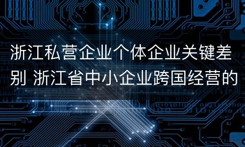 浙江私营企业个体企业关键差别 浙江省中小企业跨国经营的优势有哪些
