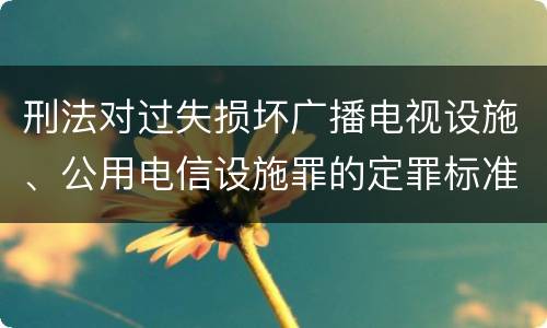 刑法对过失损坏广播电视设施、公用电信设施罪的定罪标准