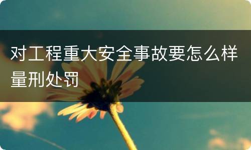 对工程重大安全事故要怎么样量刑处罚
