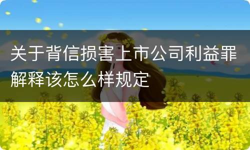 关于背信损害上市公司利益罪解释该怎么样规定