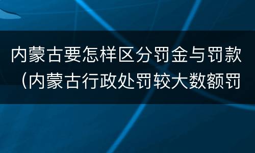 内蒙古要怎样区分罚金与罚款（内蒙古行政处罚较大数额罚款标准）