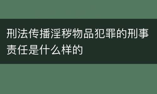 刑法传播淫秽物品犯罪的刑事责任是什么样的