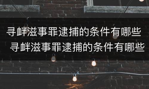 寻衅滋事罪逮捕的条件有哪些 寻衅滋事罪逮捕的条件有哪些规定