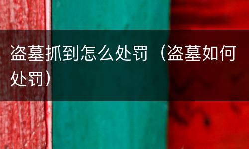盗墓抓到怎么处罚（盗墓如何处罚）