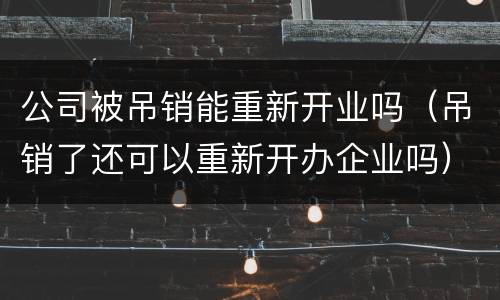 公司被吊销能重新开业吗（吊销了还可以重新开办企业吗）