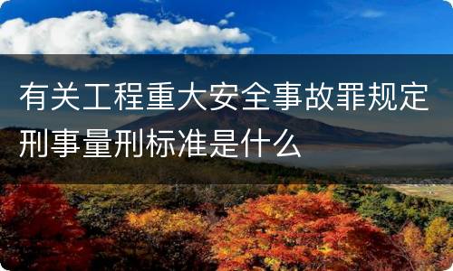 有关工程重大安全事故罪规定刑事量刑标准是什么