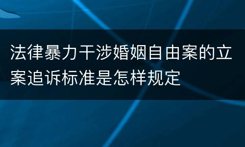 法律暴力干涉婚姻自由案的立案追诉标准是怎样规定