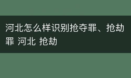 河北怎么样识别抢夺罪、抢劫罪 河北 抢劫