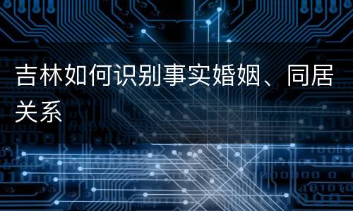 吉林如何识别事实婚姻、同居关系