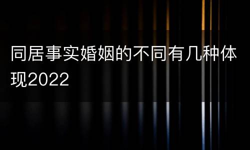 同居事实婚姻的不同有几种体现2022