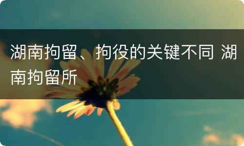 湖南拘留、拘役的关键不同 湖南拘留所