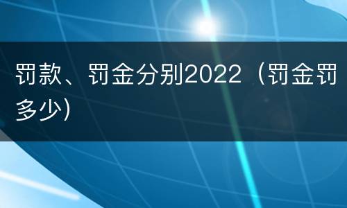 罚款、罚金分别2022（罚金罚多少）