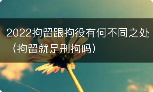 2022拘留跟拘役有何不同之处（拘留就是刑拘吗）