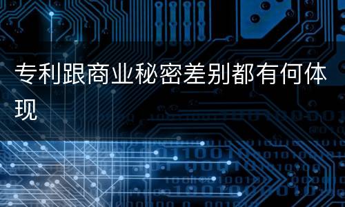 专利跟商业秘密差别都有何体现