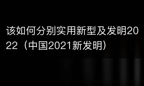 该如何分别实用新型及发明2022（中国2021新发明）