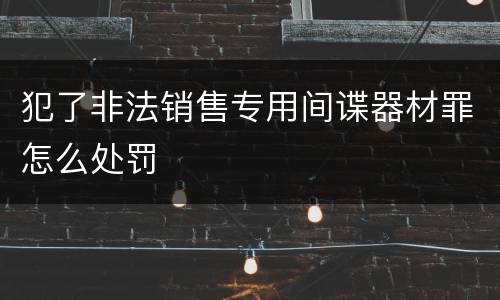 犯了非法销售专用间谍器材罪怎么处罚