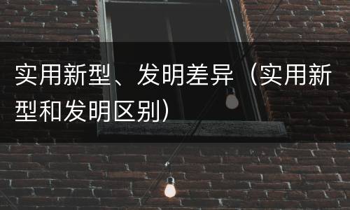 实用新型、发明差异（实用新型和发明区别）