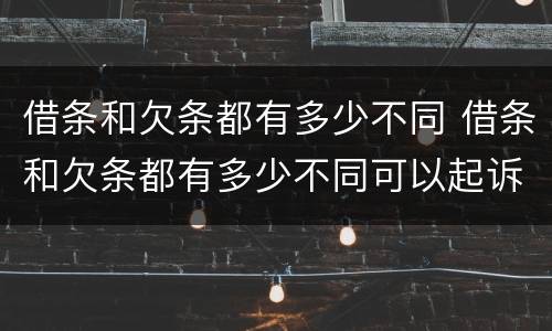 借条和欠条都有多少不同 借条和欠条都有多少不同可以起诉