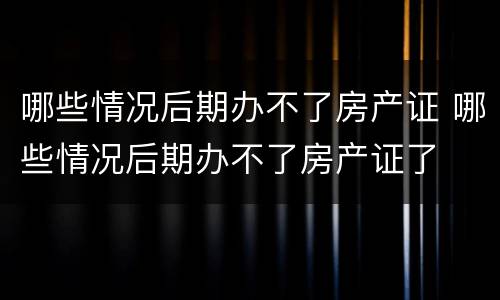 哪些情况后期办不了房产证 哪些情况后期办不了房产证了