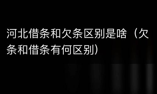 河北借条和欠条区别是啥（欠条和借条有何区别）
