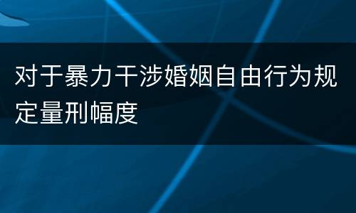 对于暴力干涉婚姻自由行为规定量刑幅度