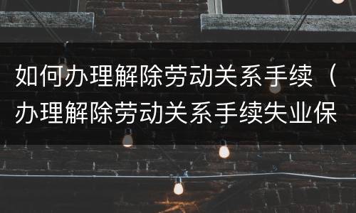 如何办理解除劳动关系手续（办理解除劳动关系手续失业保险手续诉讼请求）